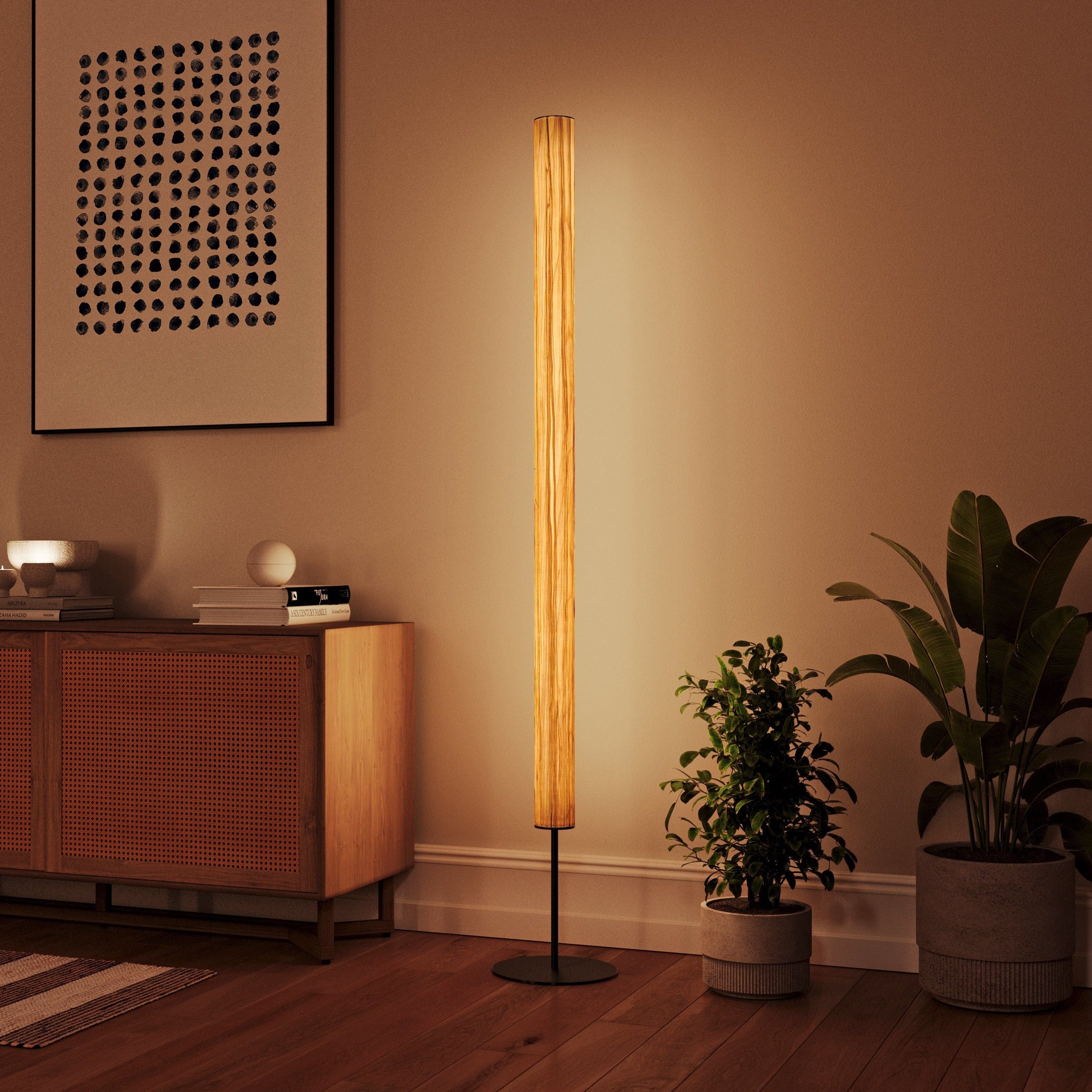 LeuchtNatur Stehleuchte Nussbaum europäisch / Schwarz / Mit Stab Gracia