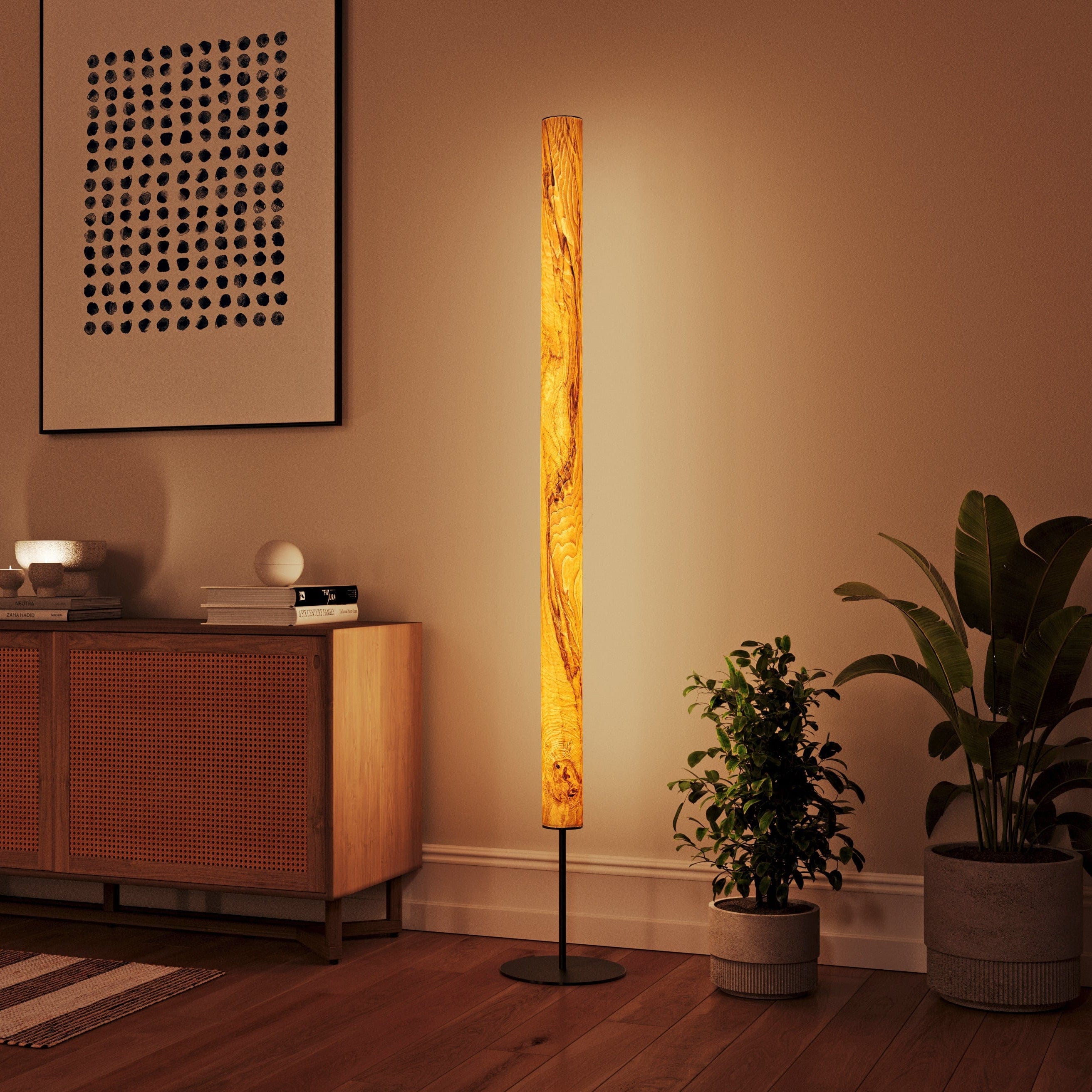 LeuchtNatur Stehleuchte Olivesche Maser / Schwarz / Mit Stab Gracia