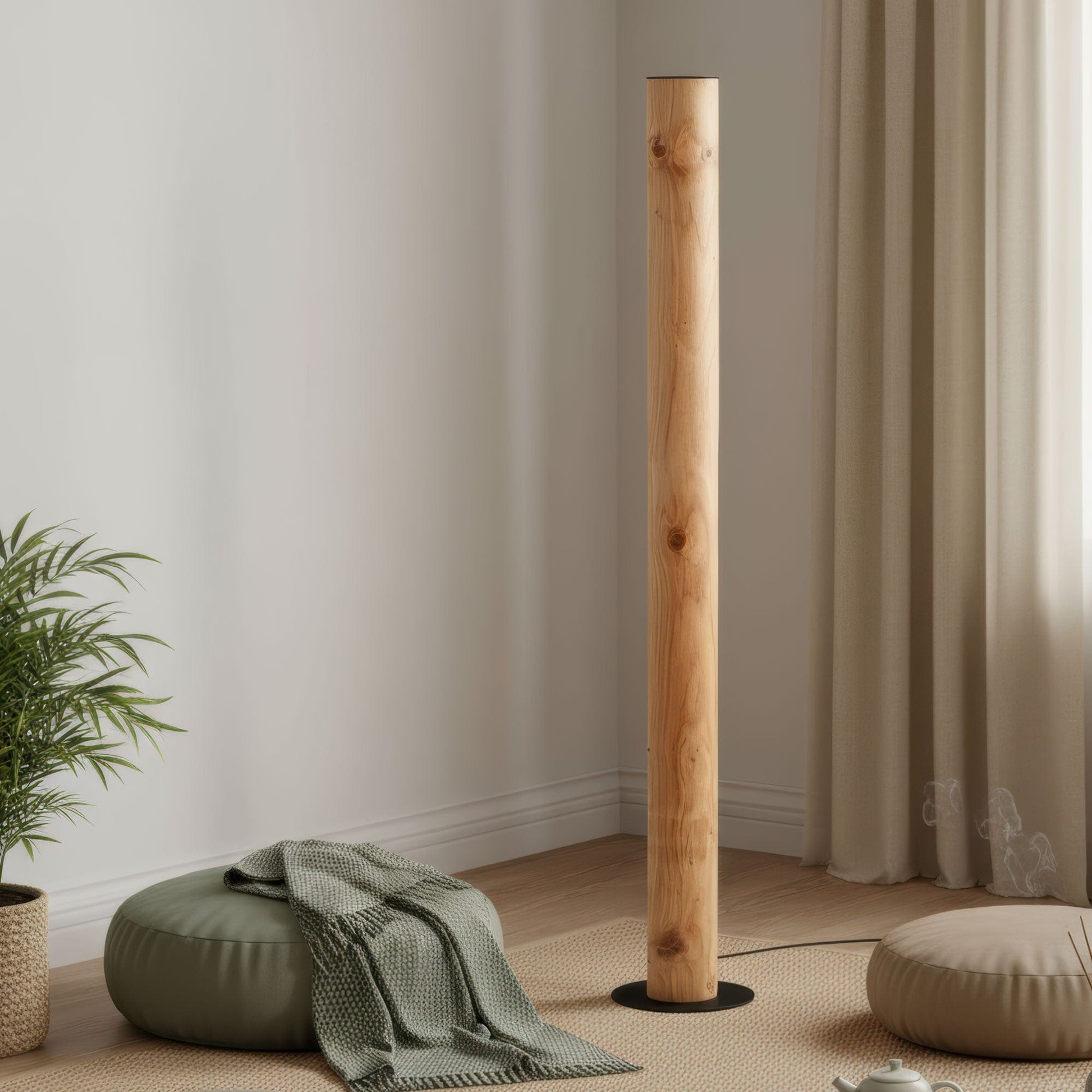 LeuchtNatur Stehleuchte Schwarz Holzfurnier Lampe Columna | Holz Stehlampe Eiche