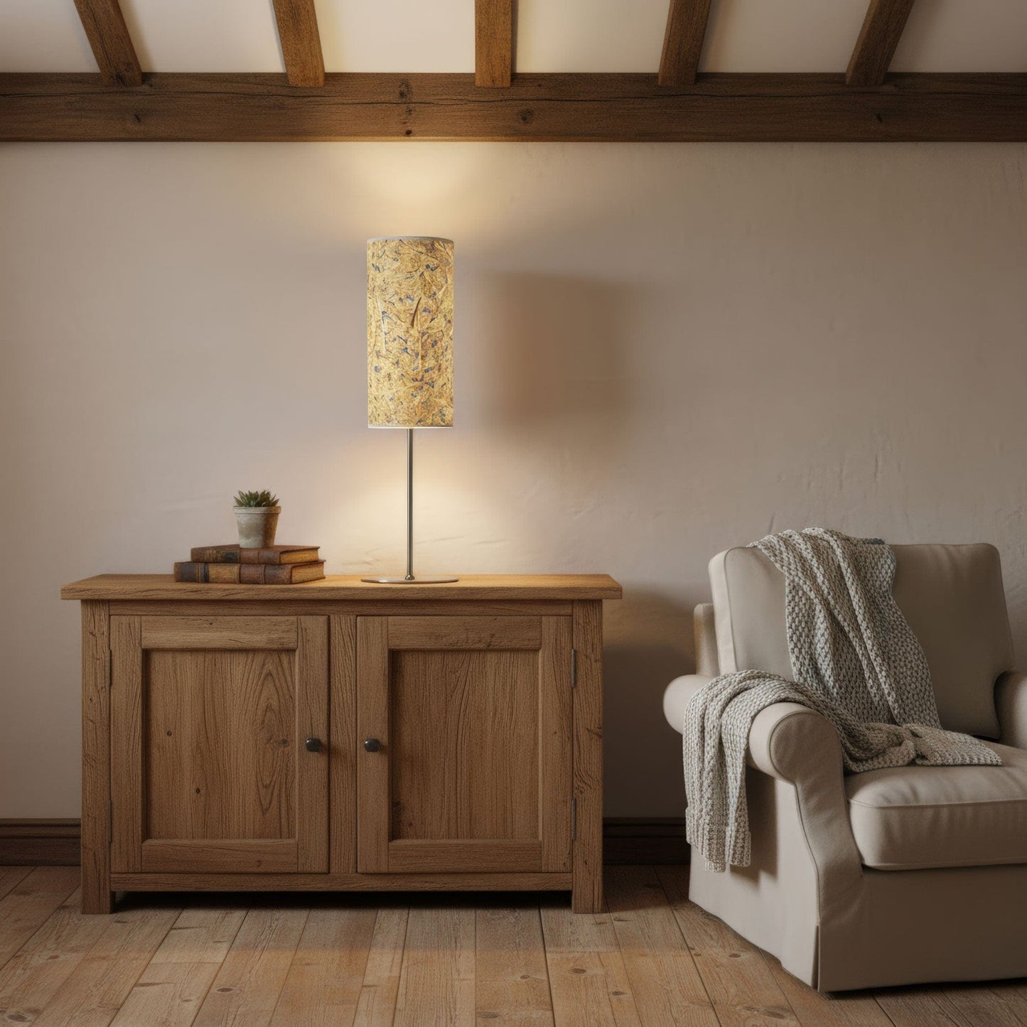 LeuchtNatur Tischleuchte Arboreus Tischlampe Heu mit Kornblumen