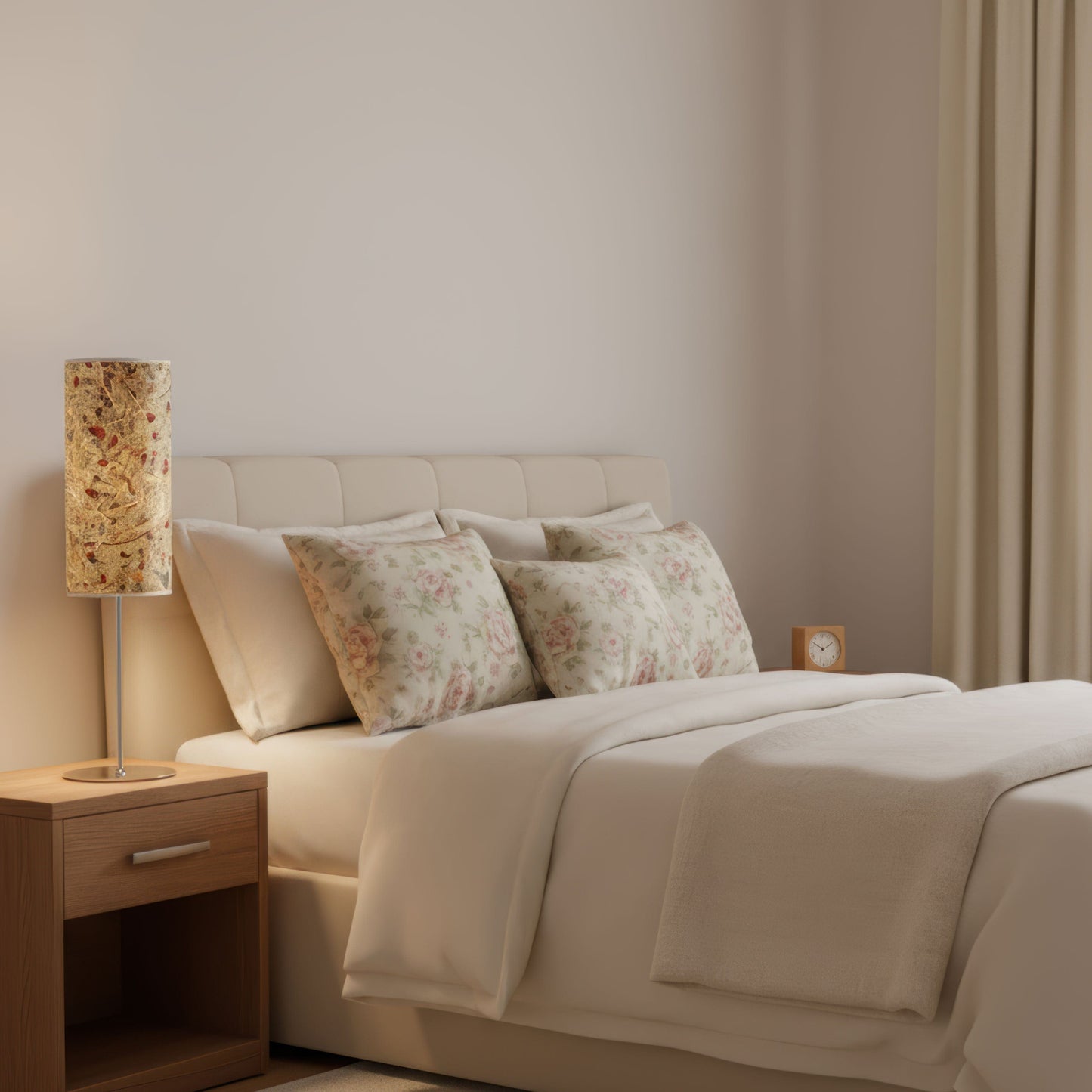 LeuchtNatur Tischleuchte Arboreus Tischlampe Heu mit Rosenblüten