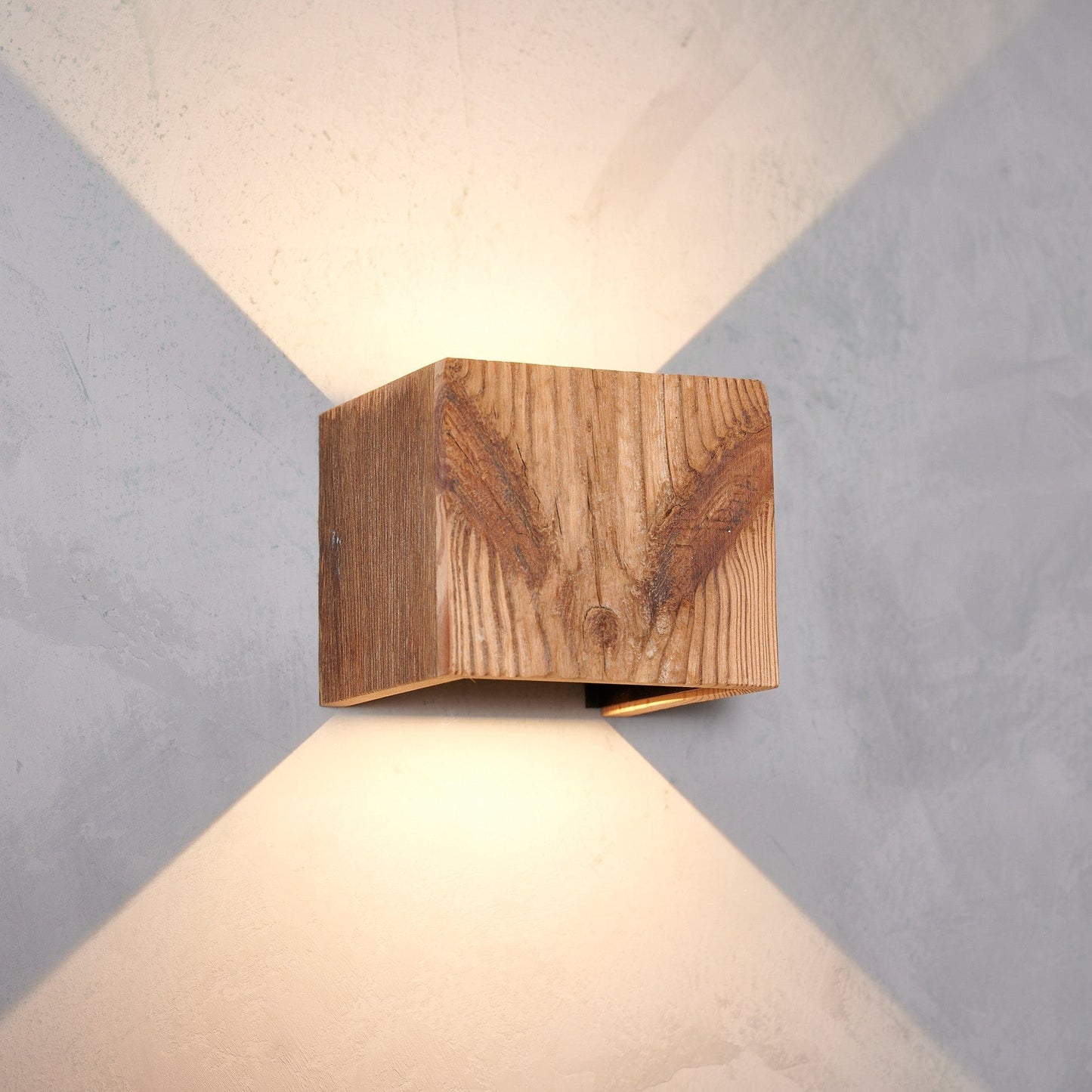 LeuchtNatur Wandleuchte Cubus Wandleuchte Altholz sonnenverbrannt