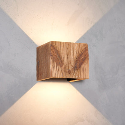 LeuchtNatur Wandleuchte Cubus Wandleuchte Altholz sonnenverbrannt