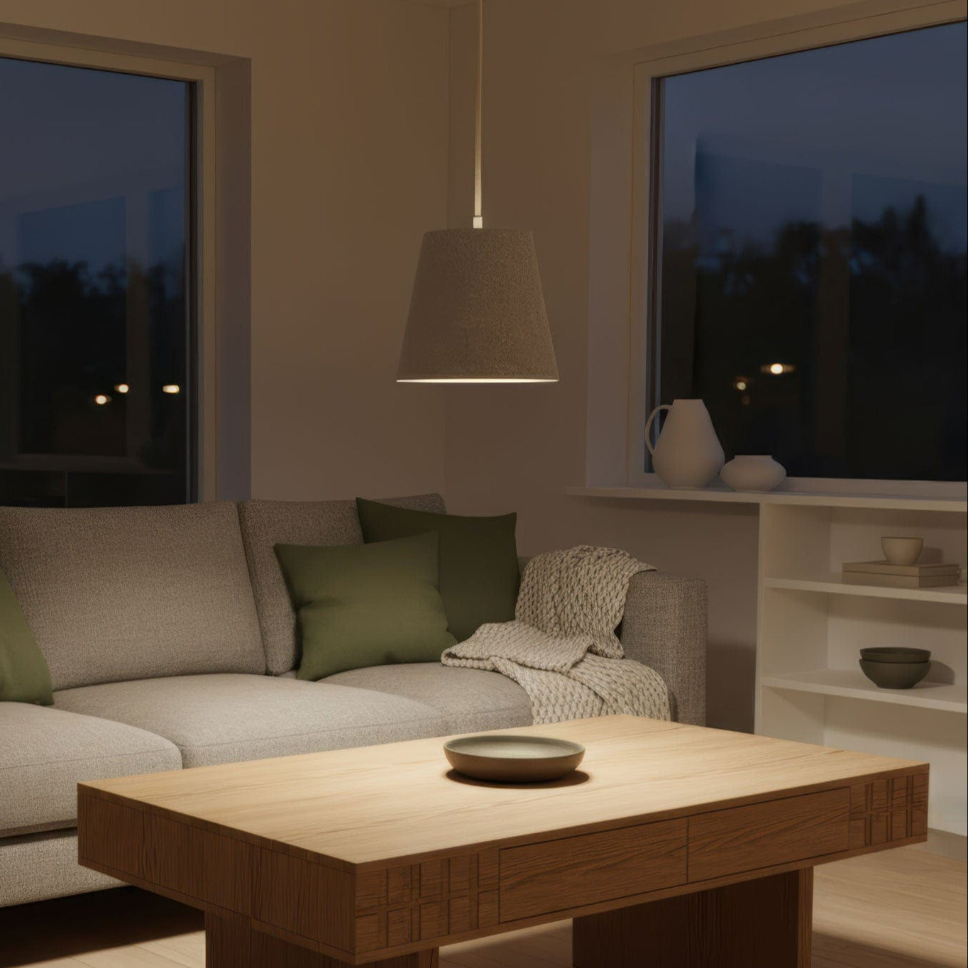 Leuchtnatur Weiß Naturlampe Konus | Pendelleuchte von LeuchtNatur grau