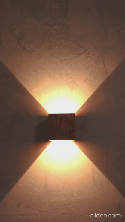 Cubus wall lamp reclaimed wood