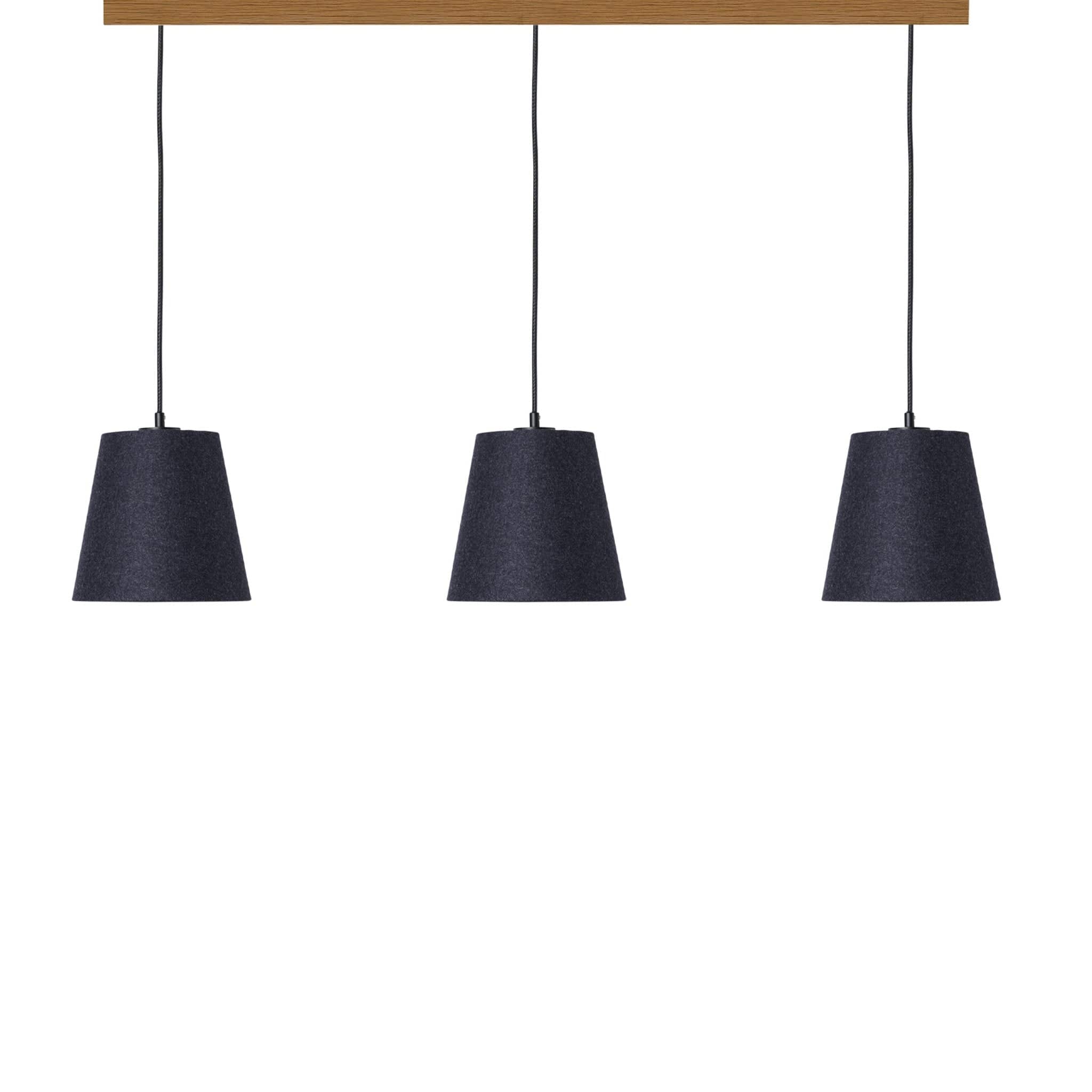 Leuchtnatur Schwarz 3er Set Konus Pendellampe Loden anthrazit