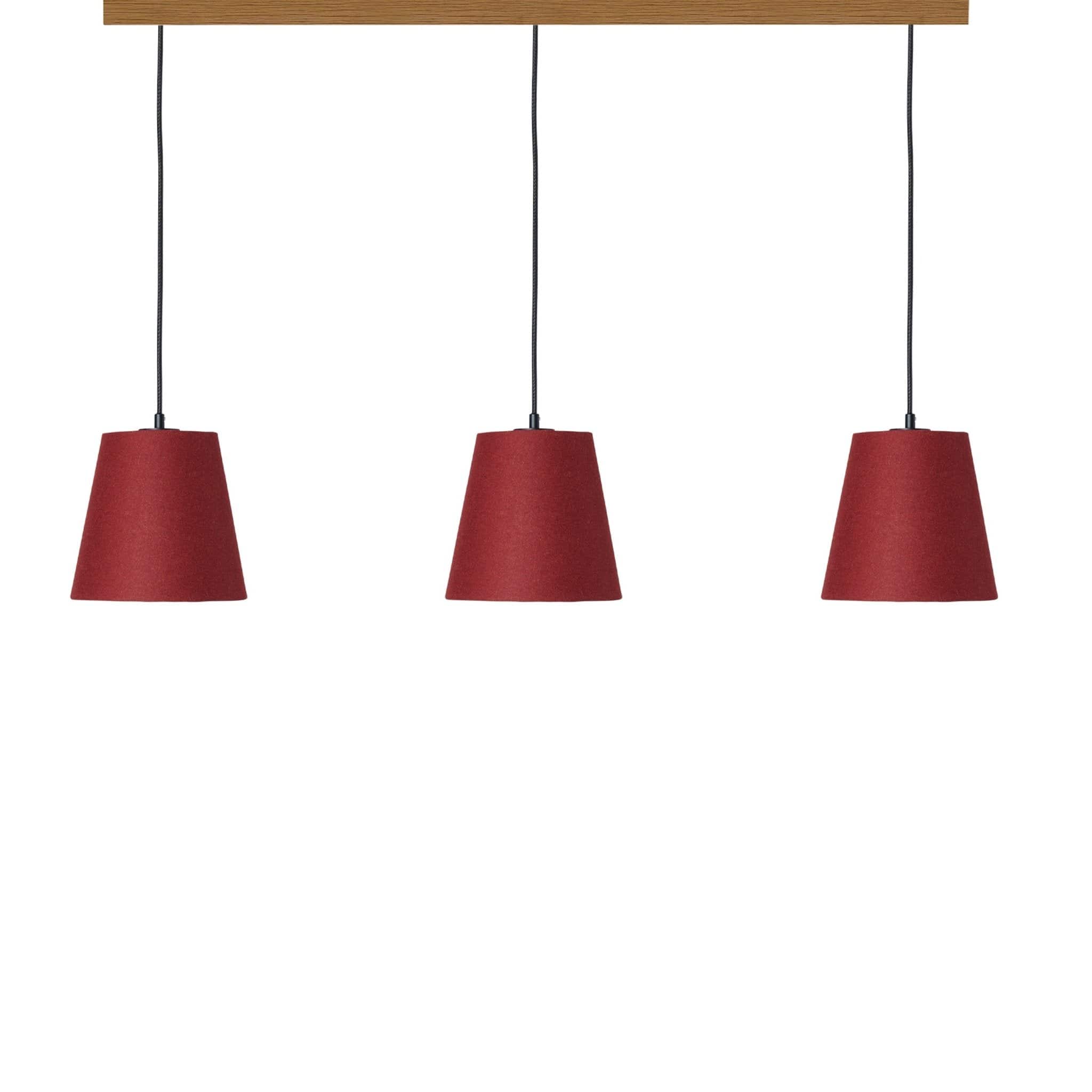 Leuchtnatur Schwarz 3er Set Konus Pendellampe Loden rot
